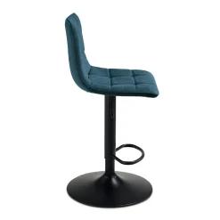 Tabouret de bar réglable tissu bleu damier (lot de 2) LORA