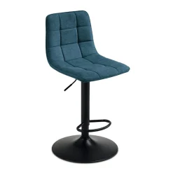 Tabouret de bar réglable tissu bleu damier (lot de 2) LORA