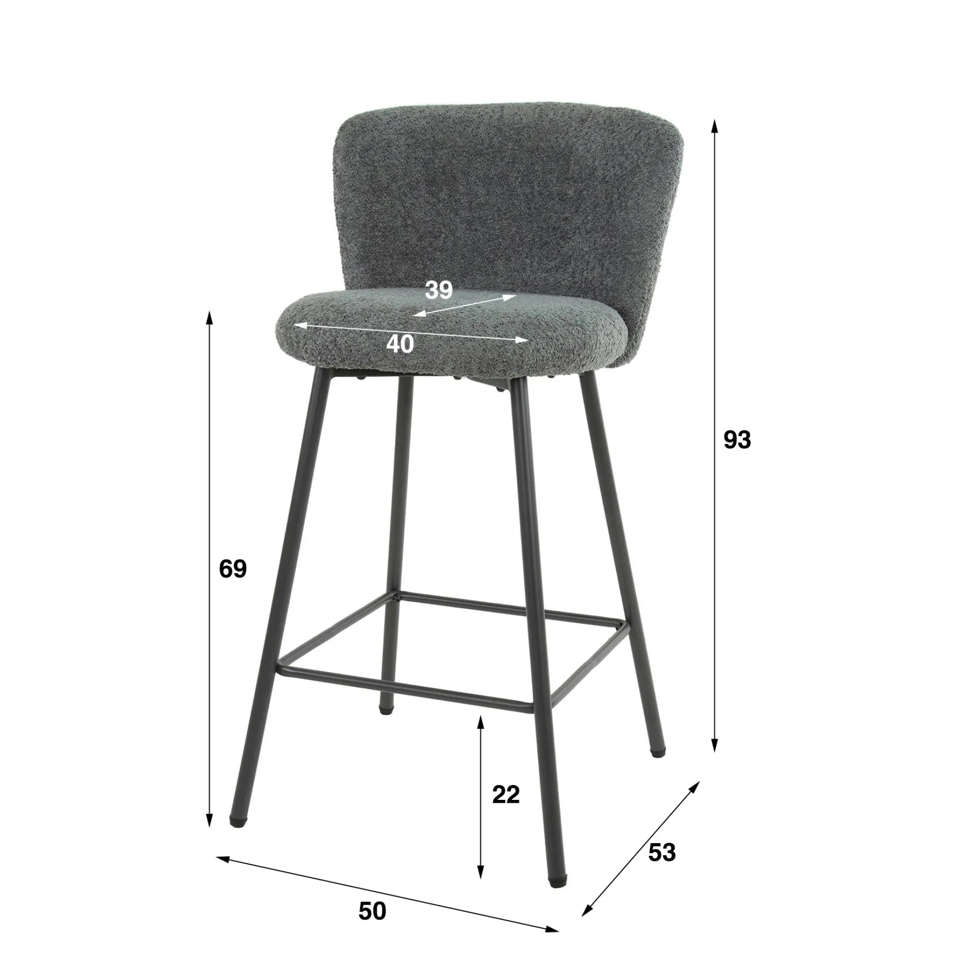Tabouret de bar rose en tissu bouclette (lot de 2) GALWAY