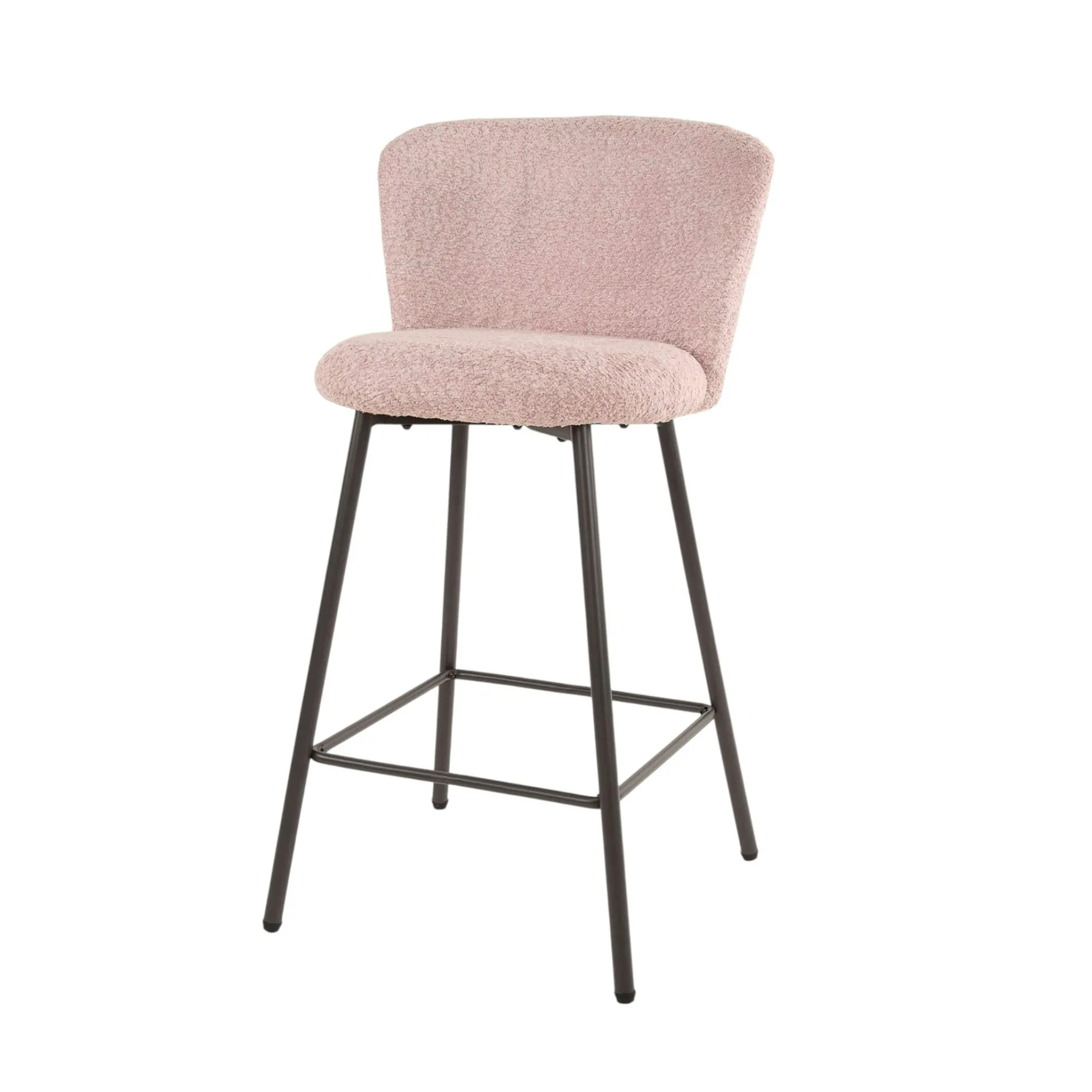 Tabouret de bar rose en tissu bouclette (lot de 2) GALWAY