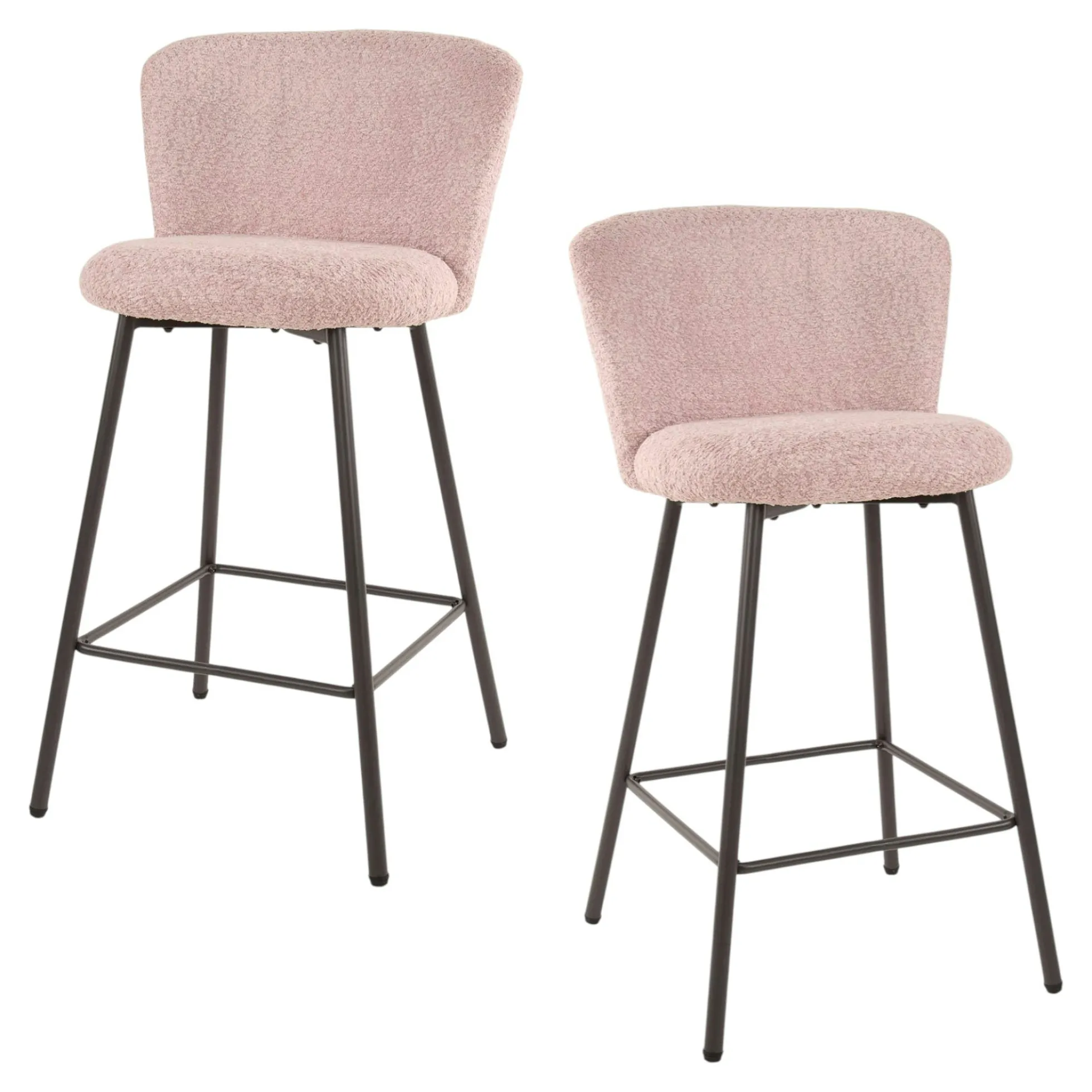 Tabouret de bar rose en tissu bouclette (lot de 2) GALWAY