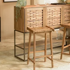 Tabouret haut de bar en chanvre naturel SWING