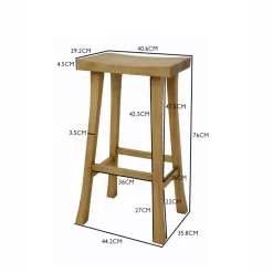 Tabouret haut hévéa 76cm MAORI