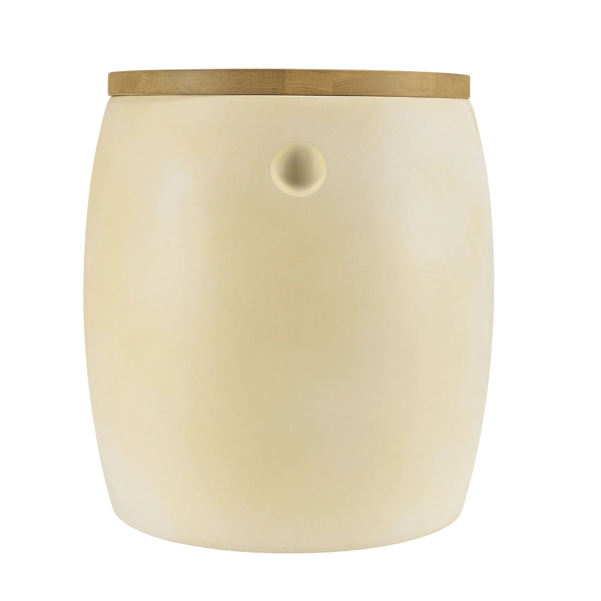 Tabouret tonneau en béton beige et bois BRASILIA