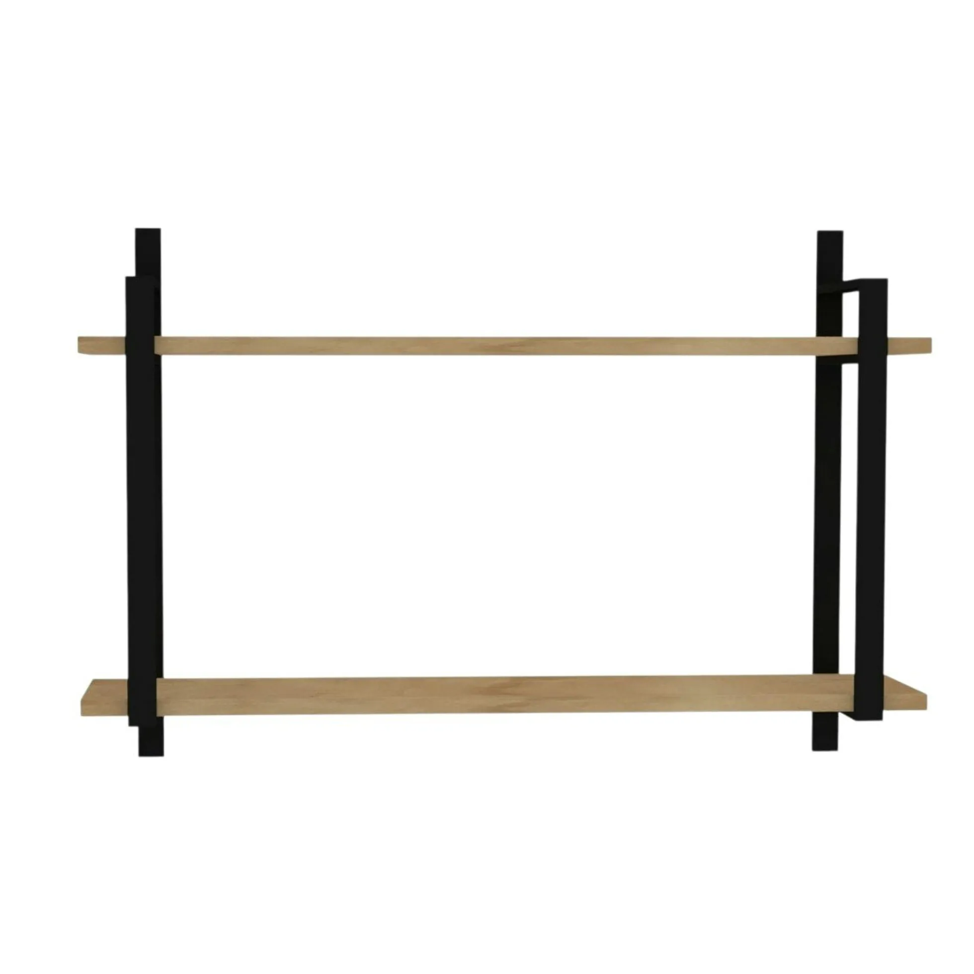 Étagère moderne décor bois 2 plateaux à cadres métal JENA