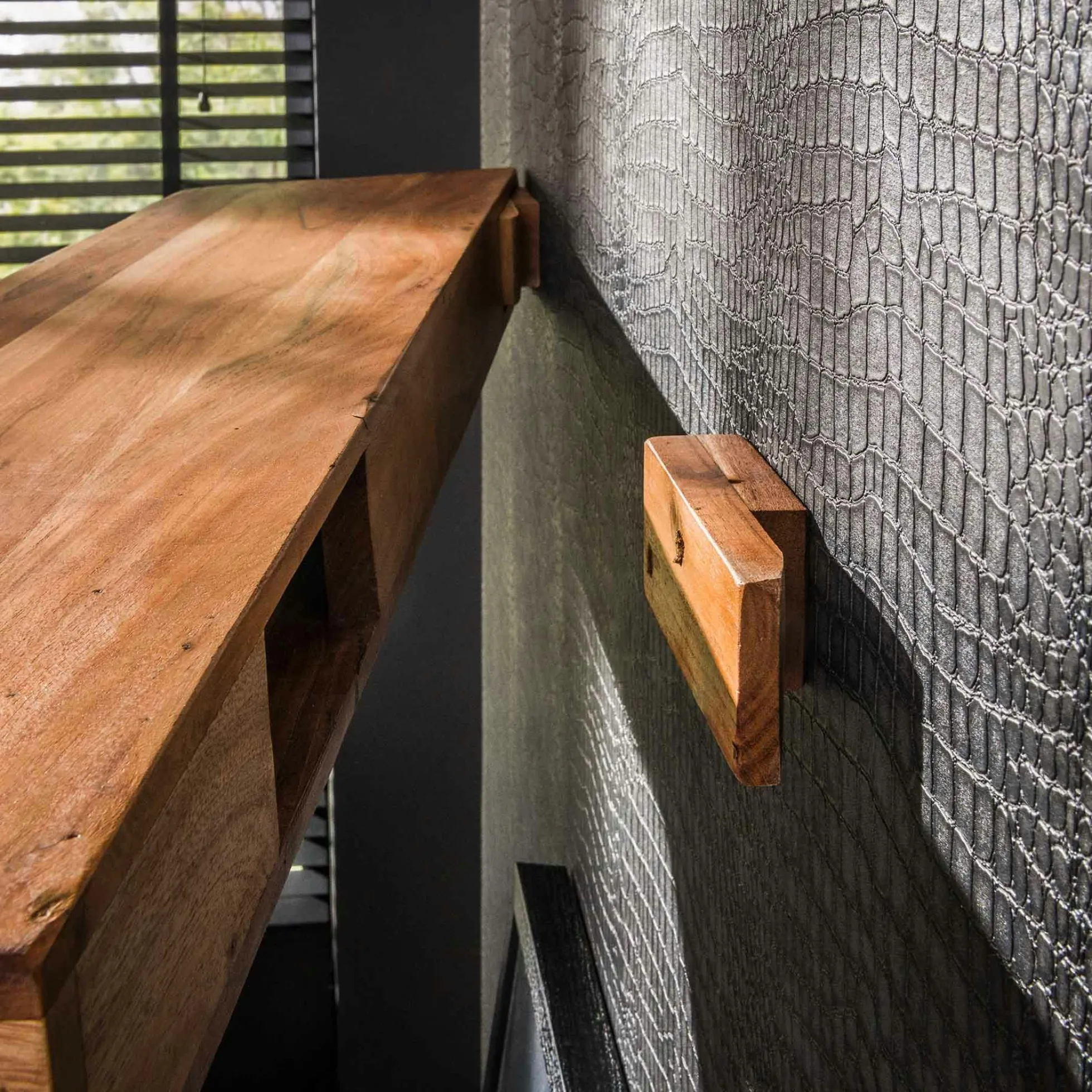 Étagère murale en bois d'acacia épais 2 m MELBOURNE