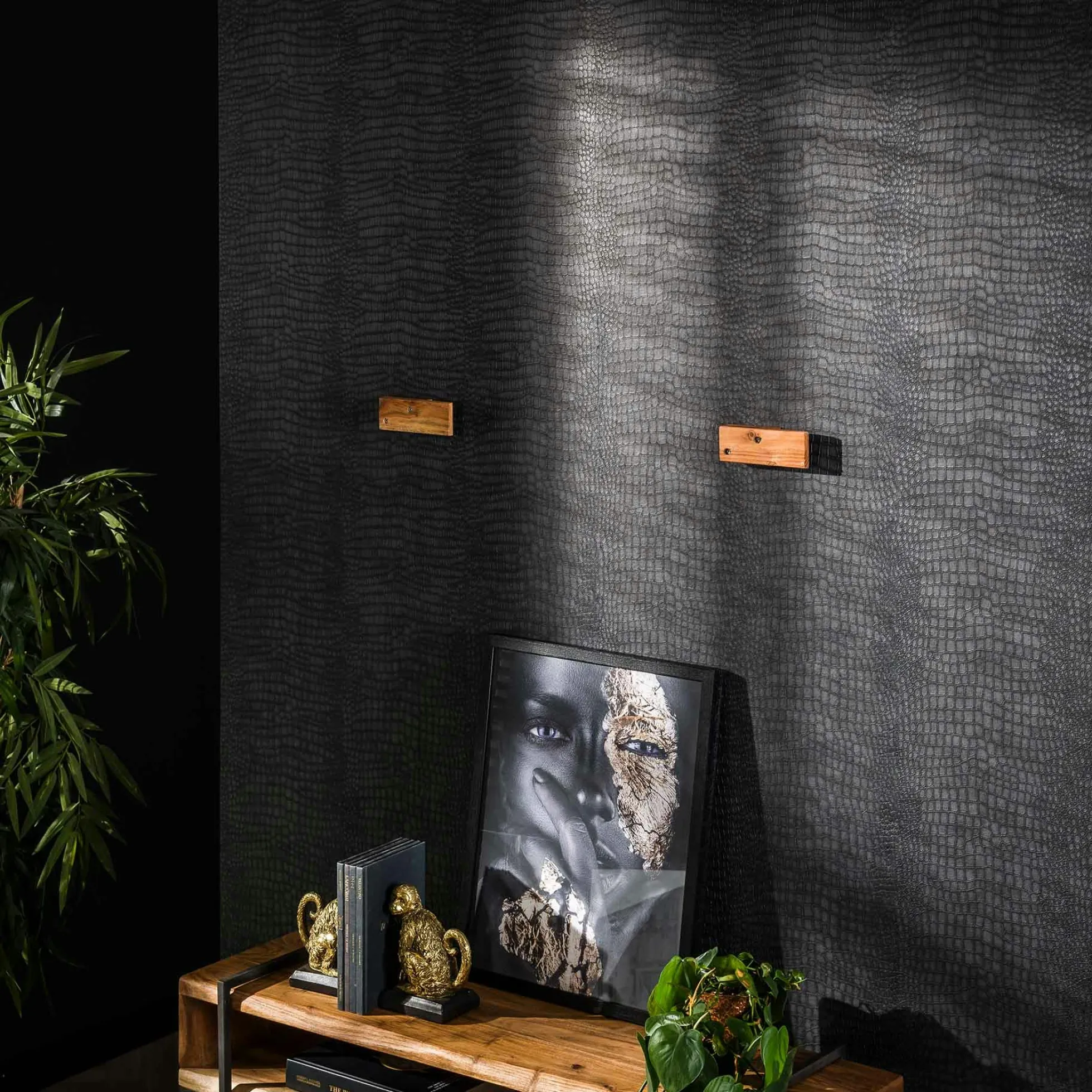 Étagère murale en bois d'acacia épais 2 m MELBOURNE