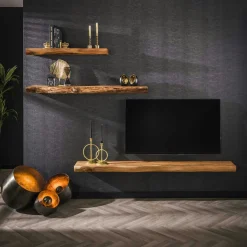 Étagère murale en bois d'acacia épais 2 m MELBOURNE