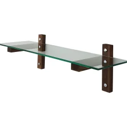Étagère murale en verre - supports bois foncé LHASA