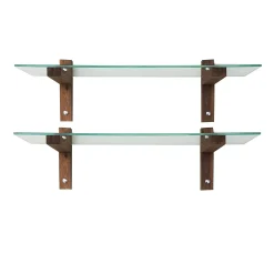 Étagère murale en verre - supports bois foncé (lot de 2) LHASA
