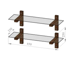 Étagère murale en verre - supports bois foncé (lot de 2) LHASA