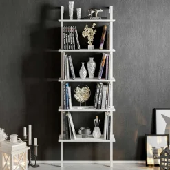 Étagère murale moderne blanche 5 plateaux H. 174 cm JENA