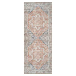 Tapis de couloir vintage tons orange et bleu FEZ