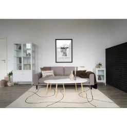 Tapis de salon beige design abstrait courbe 160x230 cm ISTANBUL