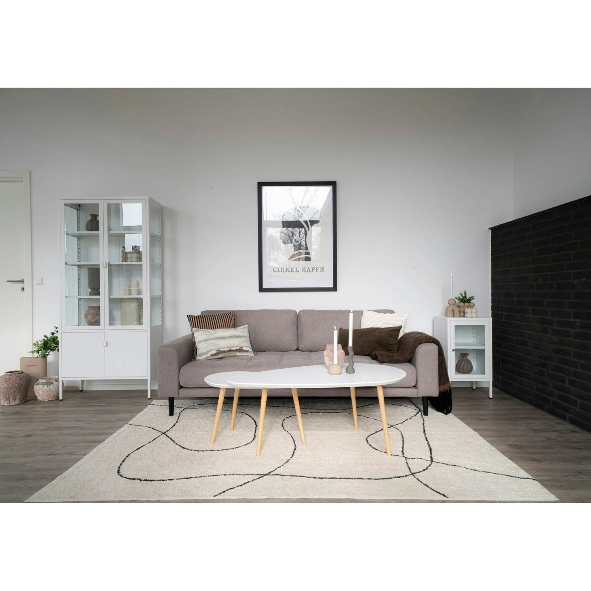Tapis de salon beige design abstrait courbe 160x230 cm ISTANBUL