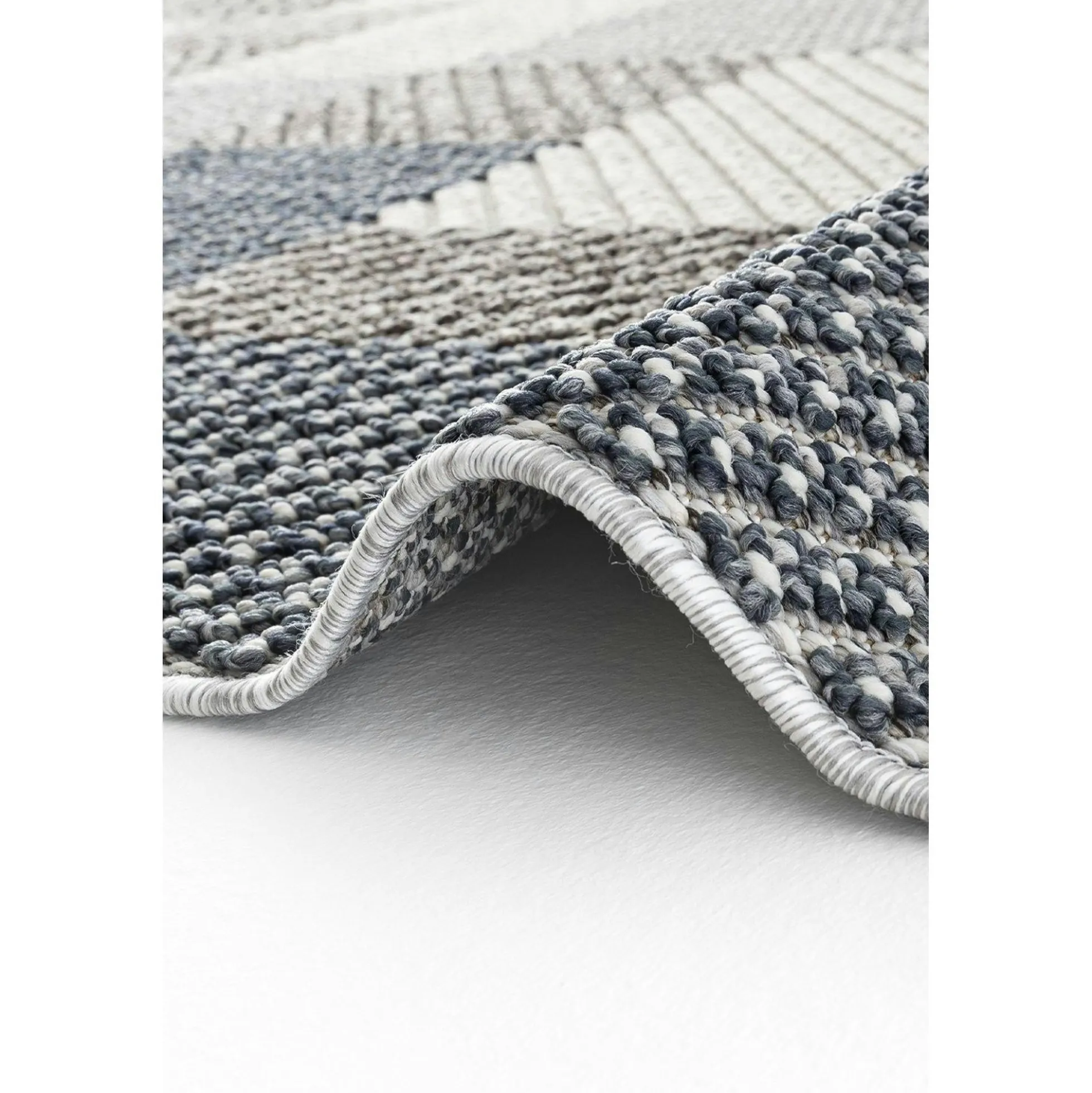 Tapis de salon gris et bleu – motifs carrés, 120x180 cm ISTANBUL