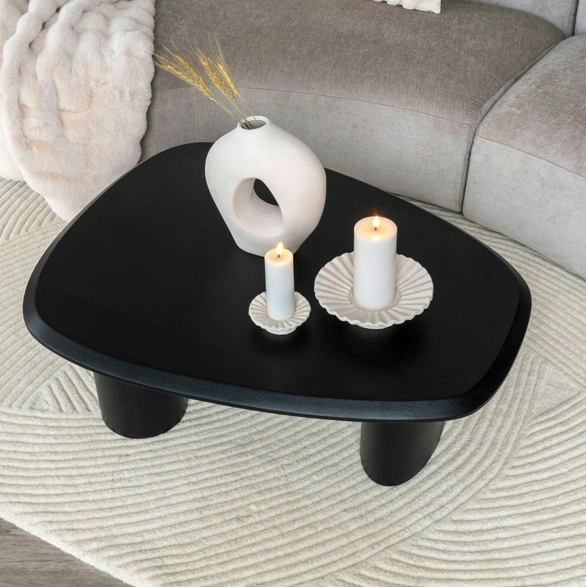 Tapis en laine blanc crème tufté main à motifs contemporains 160x230 cm FEZ
