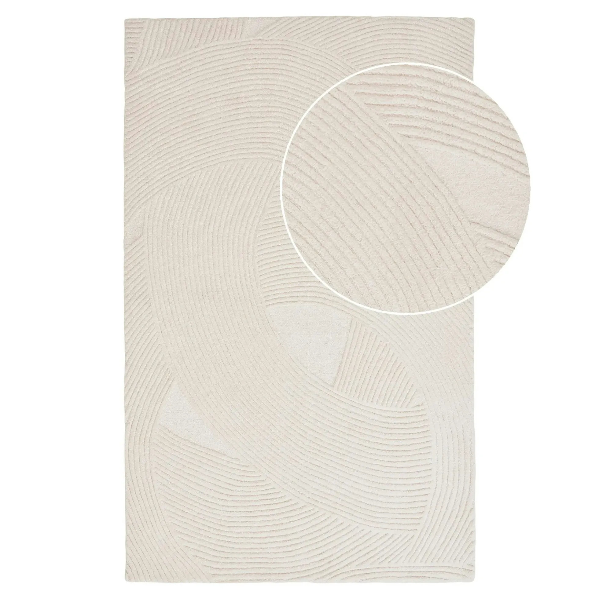 Tapis en laine blanc crème tufté main à motifs contemporains 200x300 cm FEZ