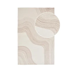 Tapis moderne blanc et brun tufté main motif vague 160x230 cm FEZ