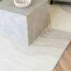Tapis moderne blanc et brun tufté main motif vague 200x300 cm FEZ