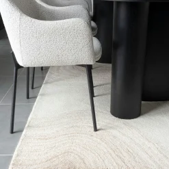 Tapis moderne blanc et brun tufté main motif vague 200x300 cm FEZ