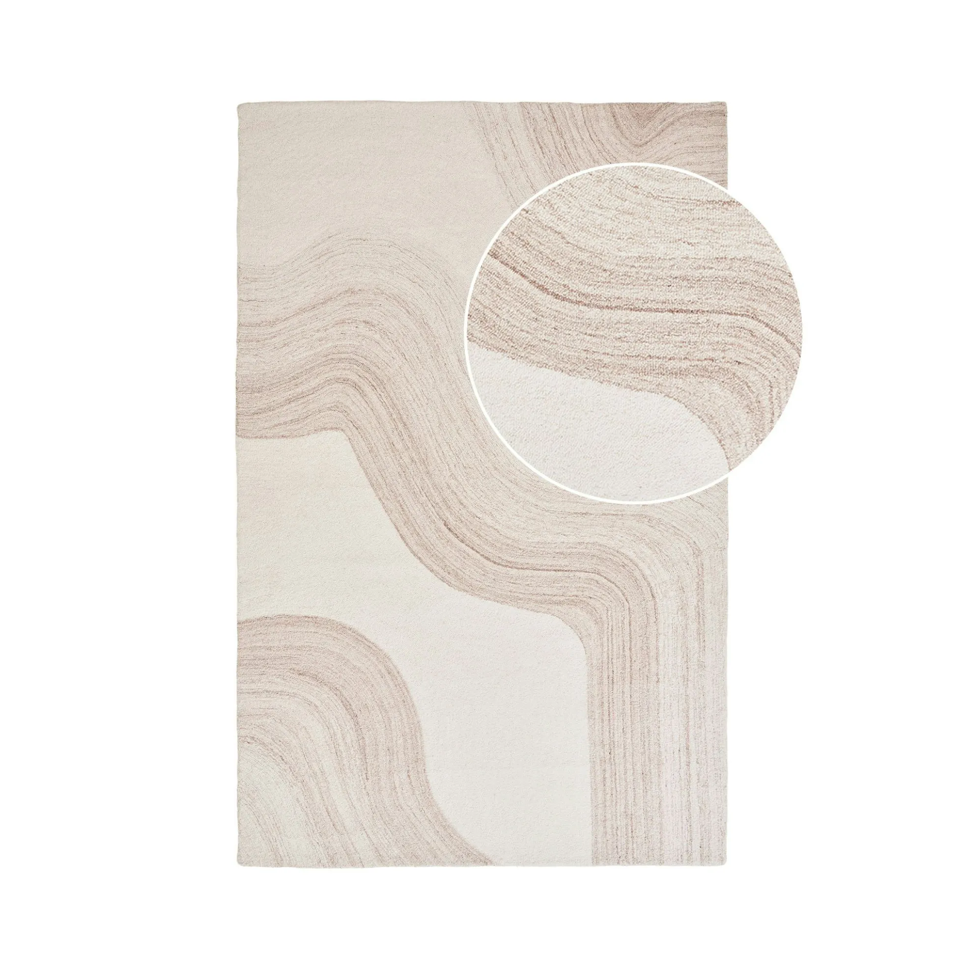 Tapis moderne blanc et brun tufté main motif vague 200x300 cm FEZ