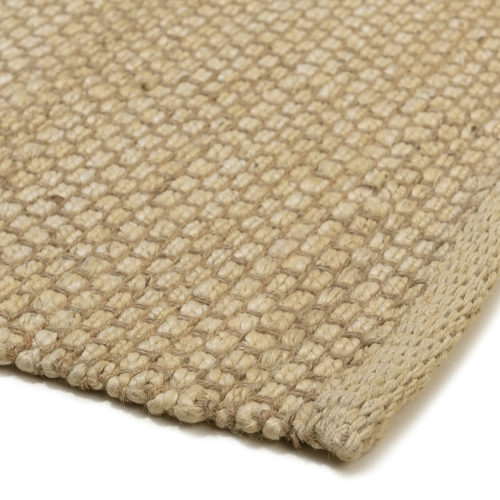 Tapis rectangulaire 200 x 290 cm jute et coton couleur sable