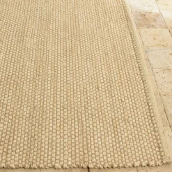 Tapis rectangulaire 200 x 290 cm jute et coton couleur sable