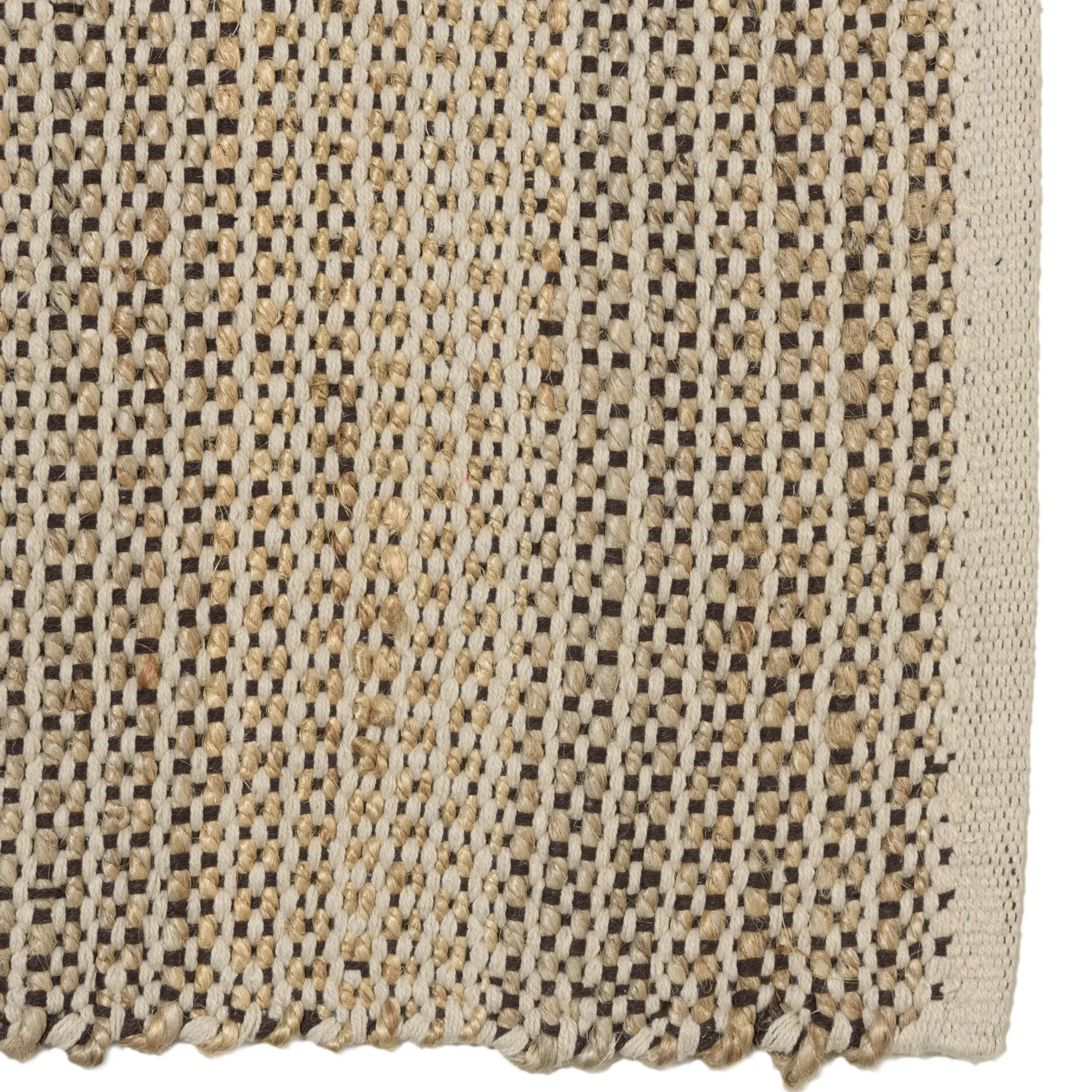 Tapis rectangulaire 160 x 230 cm jute et coton beige / noir