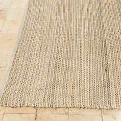 Tapis rectangulaire 160 x 230 cm jute et coton beige / noir