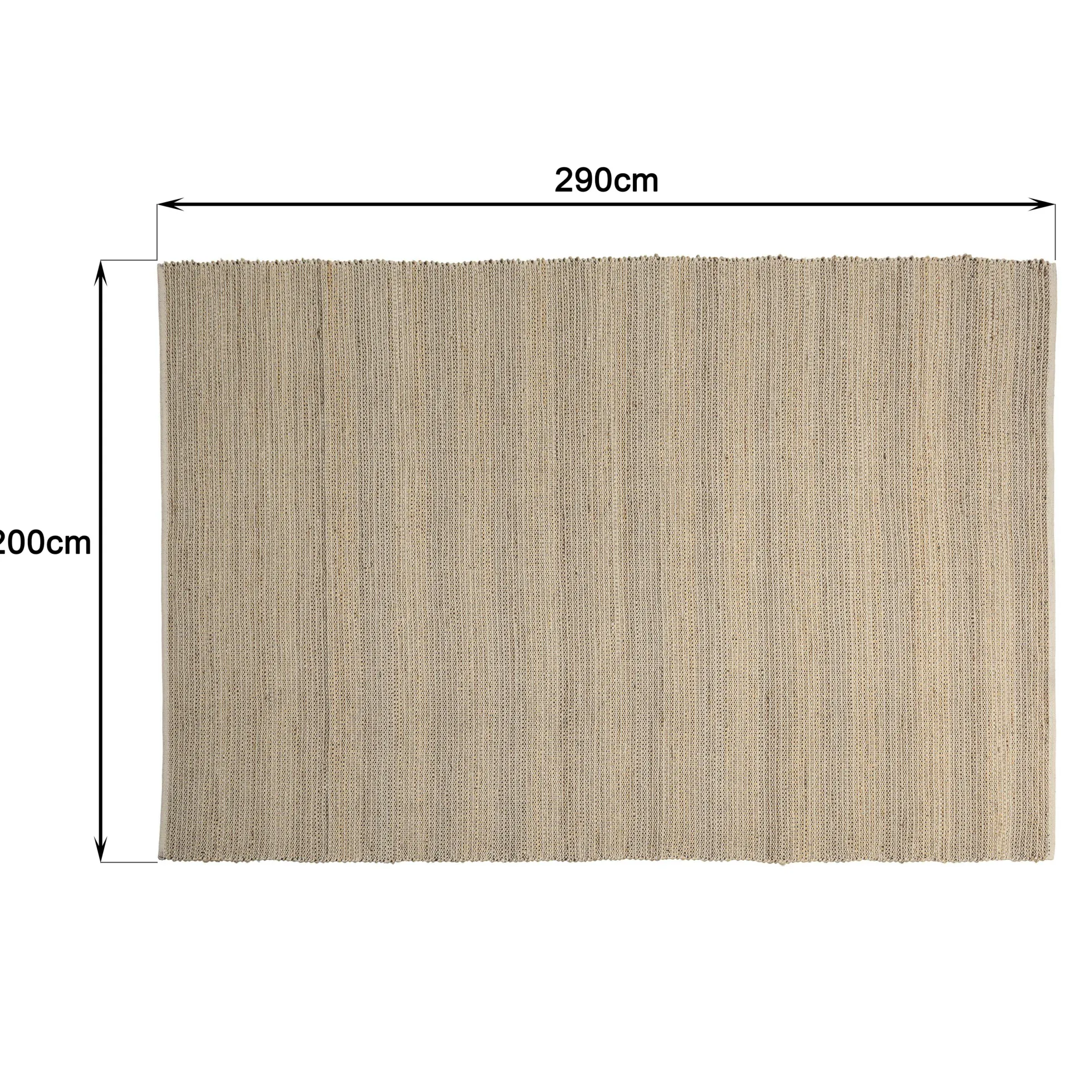 Tapis rectangulaire 200 x 290 cm jute et coton beige / noir