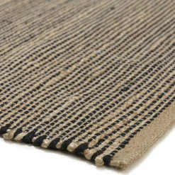 Tapis rectangulaire 160 x 230 cm jute et coton marron / noir