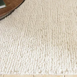 Tapis rectangulaire 160 x 230 cm laine bouclée ivoire