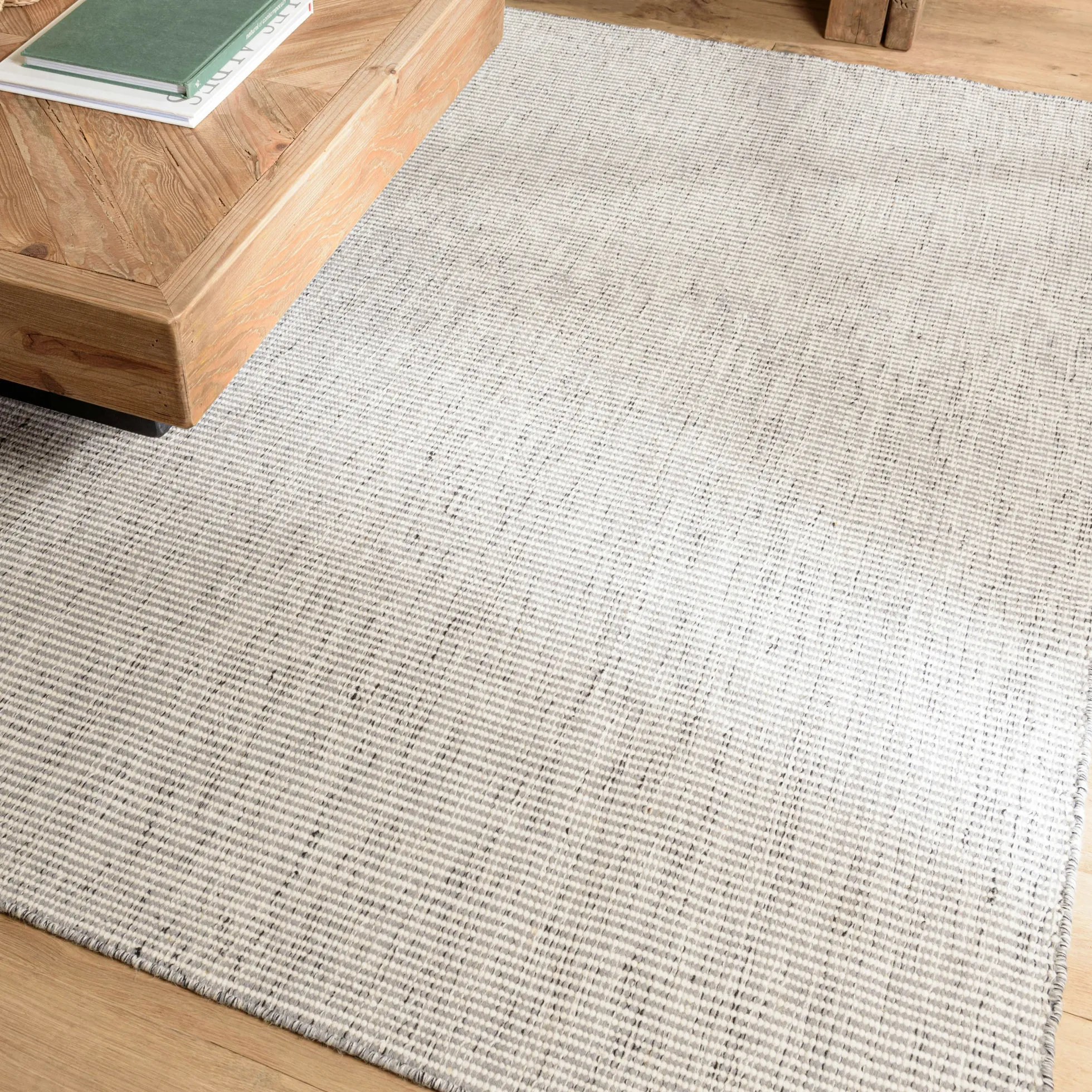 Tapis rectangulaire 200 x 290 cm laine tissée gris chiné
