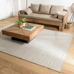 Tapis rectangulaire 160 x 230 cm laine tissée gris chiné
