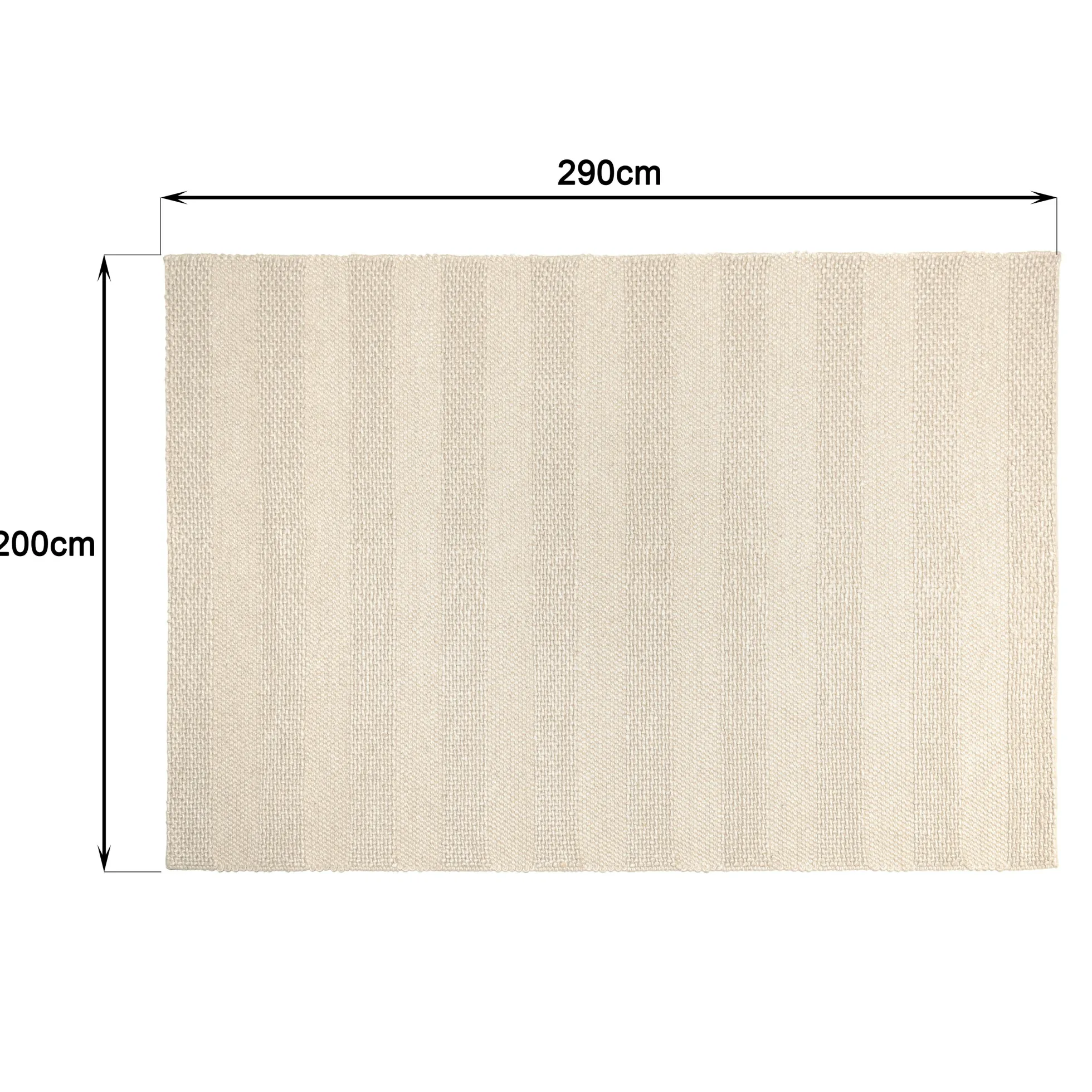 Tapis rectangulaire 200 x 290 cm laine bandes tissées lin