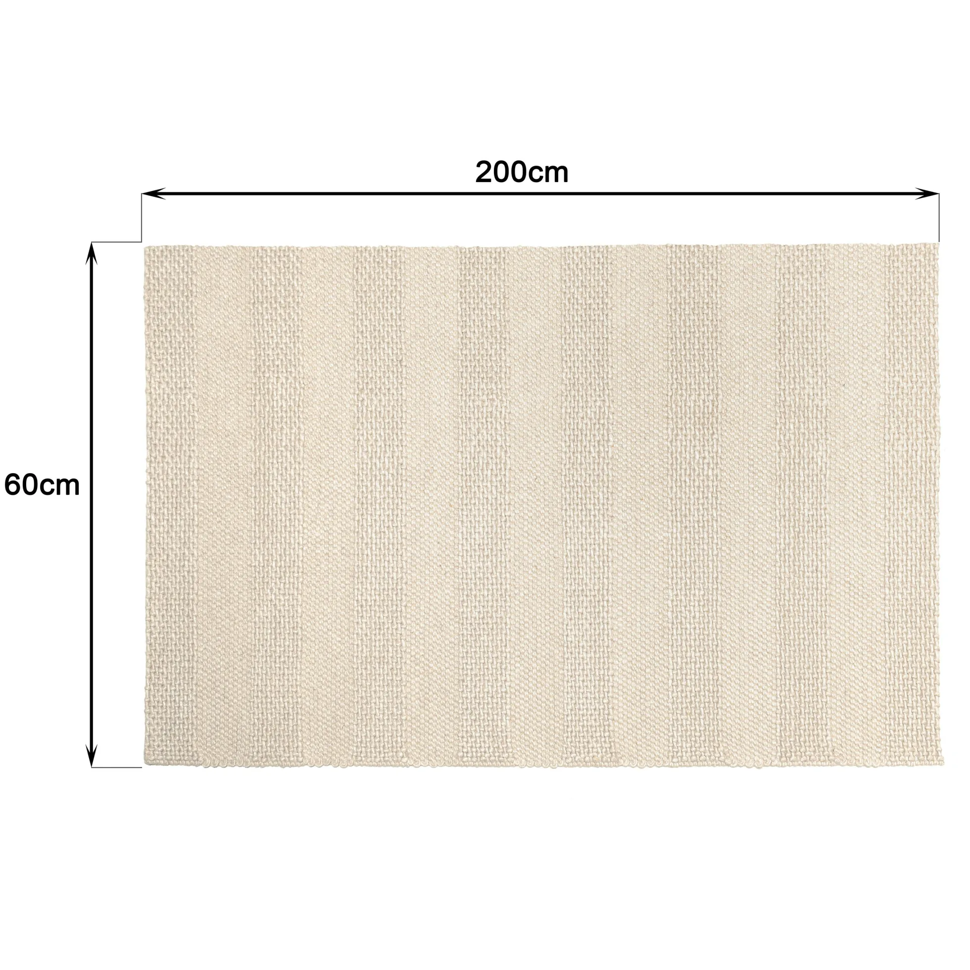Tapis rectangulaire 160 x 230 cm laine bandes tissées lin