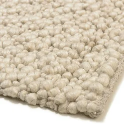Tapis rectangulaire 160 x 230 cm laine bouclettes beige