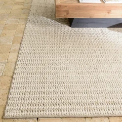 Tapis rectangulaire 200 x 290 cm laine tissée beige