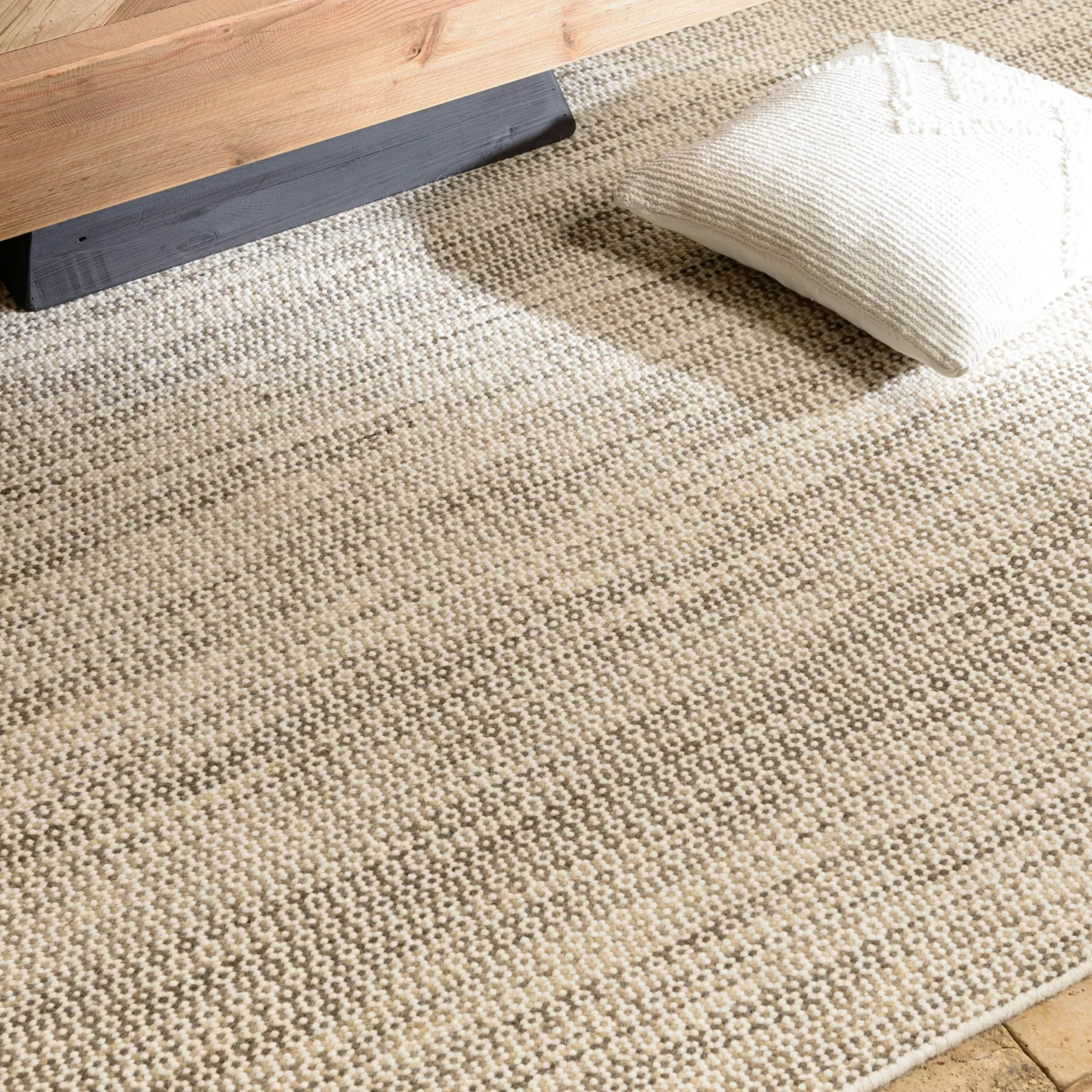 Tapis rectangulaire 160 x 230 cm laine tissée kaki chiné