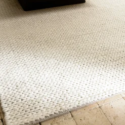 Tapis rectangulaire 160 x 230 cm laine tissée écrue