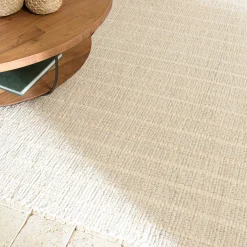 Tapis rectangulaire 200 x 290 coton recyclé ivoire
