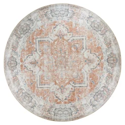 Tapis rond vintage, tons orange et bleu ø200 cm FEZ