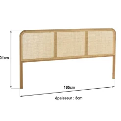 Tête de lit en bois de mindi et rotin naturel pour lits 160/180cm TIVARO