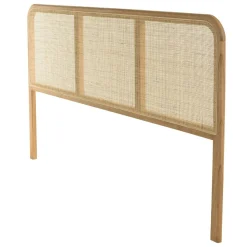 Tête de lit en bois de mindi et rotin naturel pour lits 160/180cm TIVARO