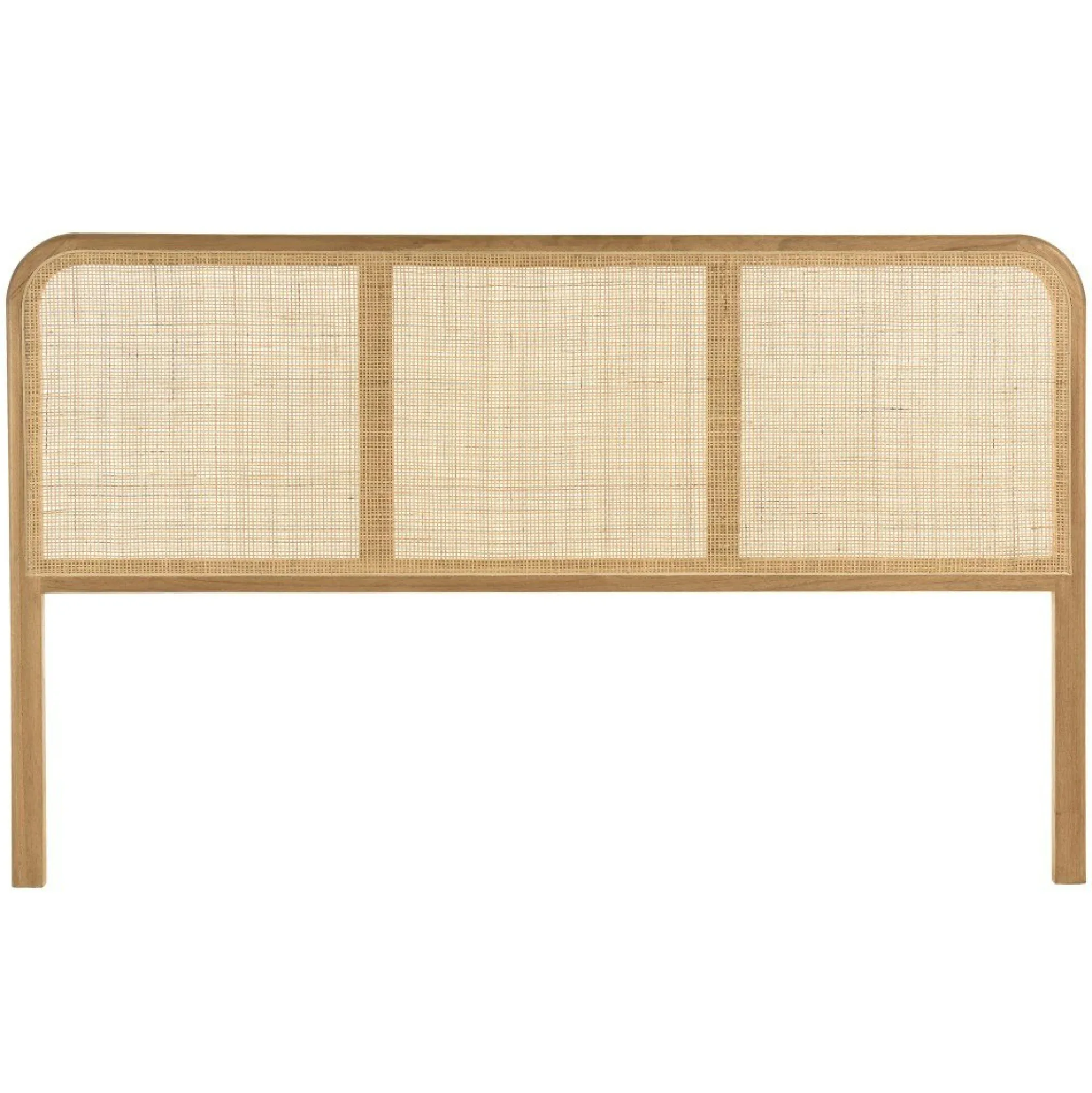 Tête de lit en bois de mindi et rotin naturel pour lits 140/160cm TIVARO