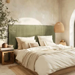 Tête de lit rembourrée pour lits 140/160cm velours côtelé vert RIVANA