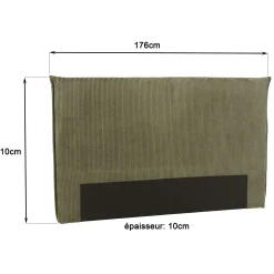 Tête de lit rembourrée pour lits 140/160cm velours côtelé vert RIVANA