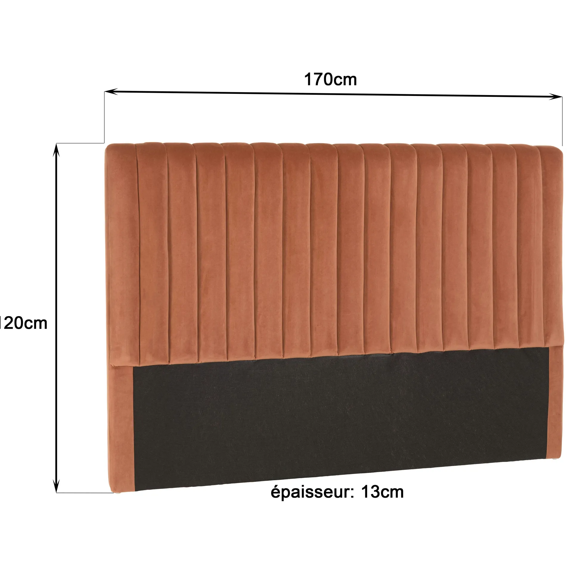 Tête de lit rembourrée pour lits 140/160cm velours orange RIVANA