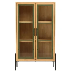 Vaisselier bois clair et contour vert BAGAN